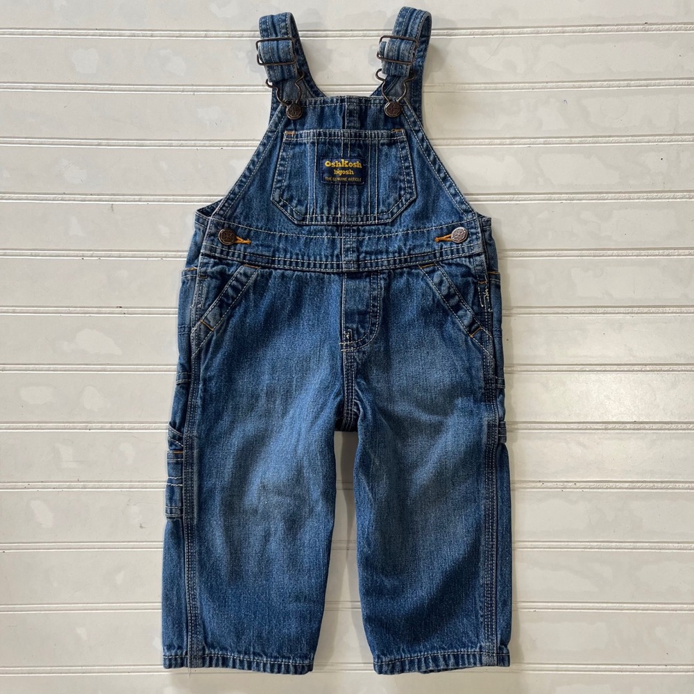 OshKosh B'gosh Kids Blue Denim Vestbak Overalls Medium Wash 9 Months 892-00019